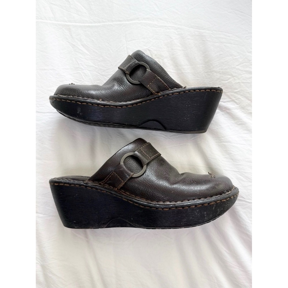 Cabela's Brown Leather Platform Clog Mules Women's Size 7 Comfort Shoes